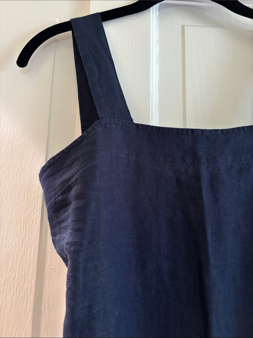 Quince linen Navy Square-Neck Jumpsuit with Belt - Picture 2 of 6